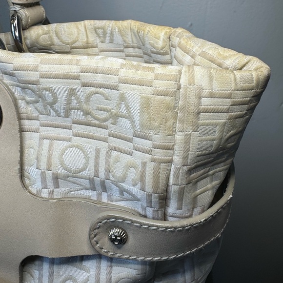 Salvatore Ferragamo Cream Leather-Trimmed Logo Jacquard Shoulder Bag - Picture 5 of 15